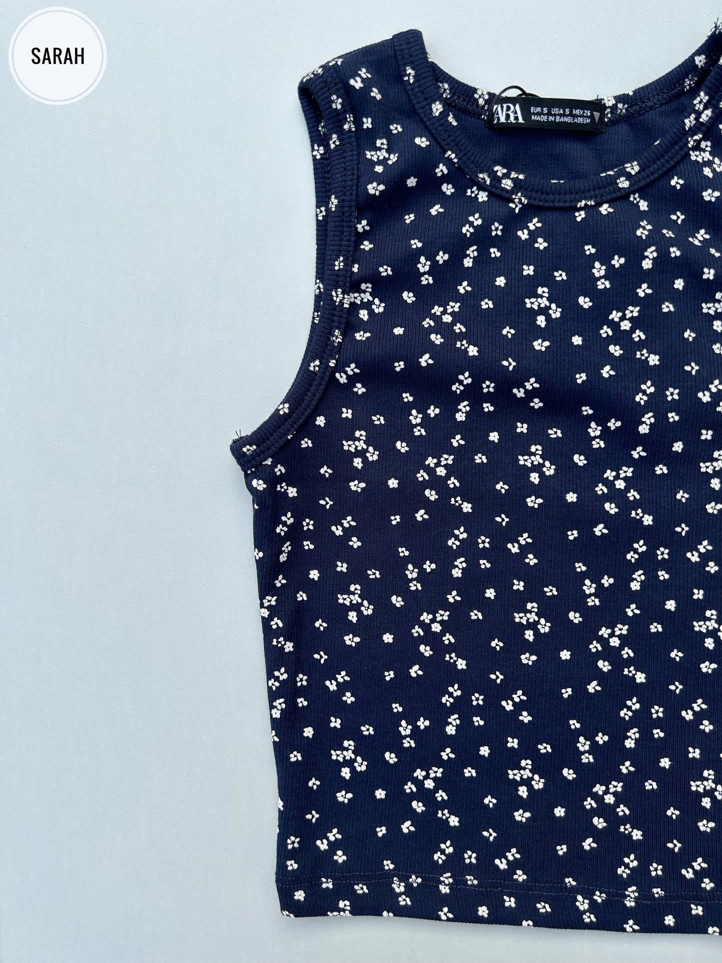 Navy Blue Floral small Print Racer Back