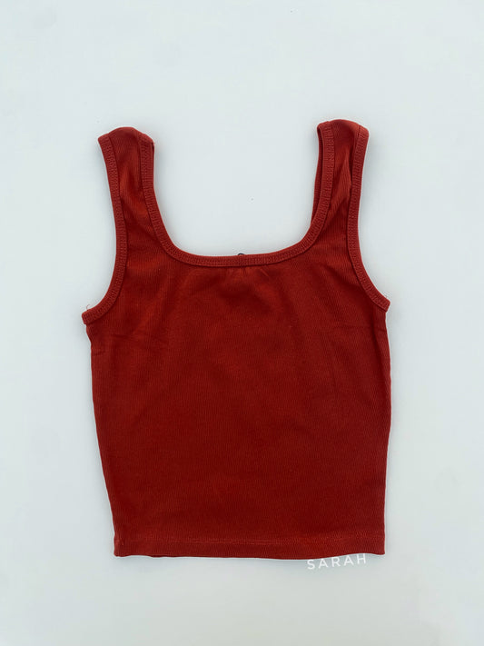 Maroon Color Square Neck Sleeveless Tank Top