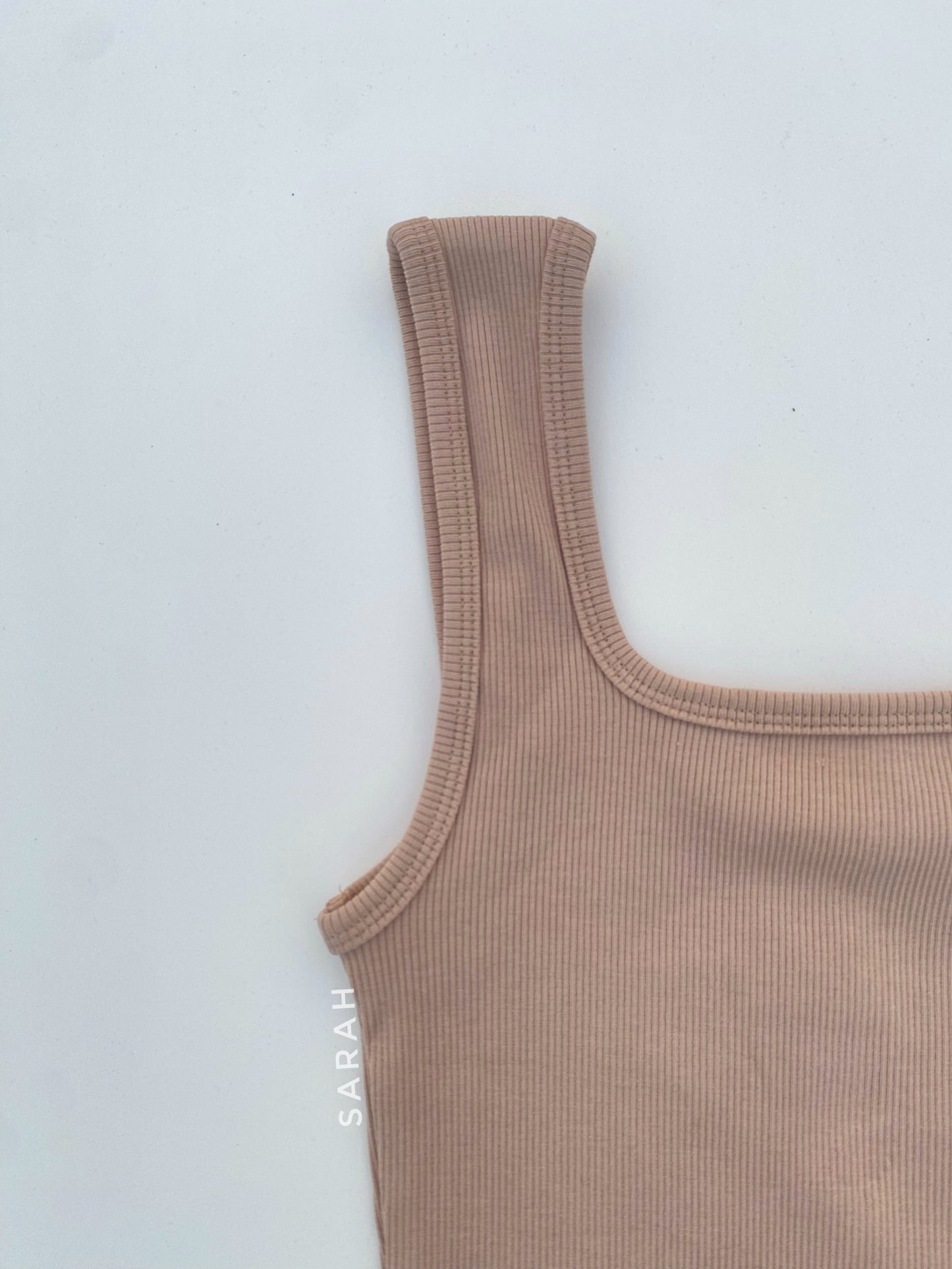 Beige Color Square Neck Sleeveless Tank Top
